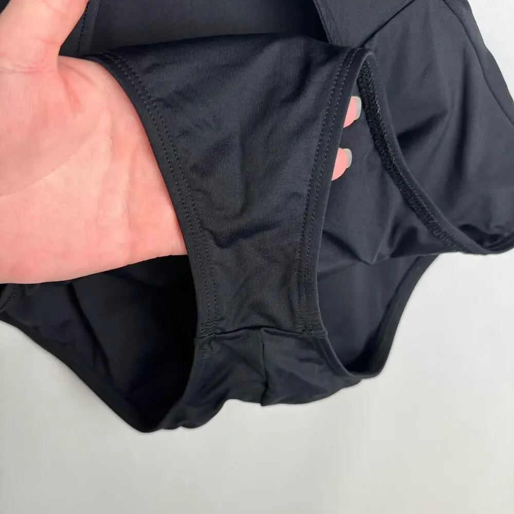 L Space Black Basic Criss Cross Twist One Piece Cut‎ Out Swimsuit Sz 12
